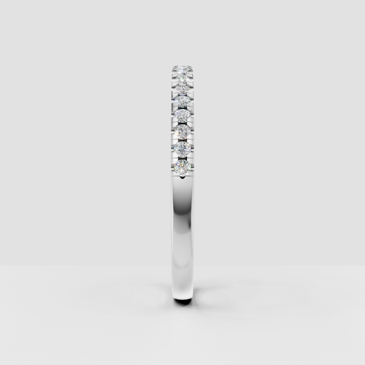 Round diamond stacking ring with refined bar-set detailing