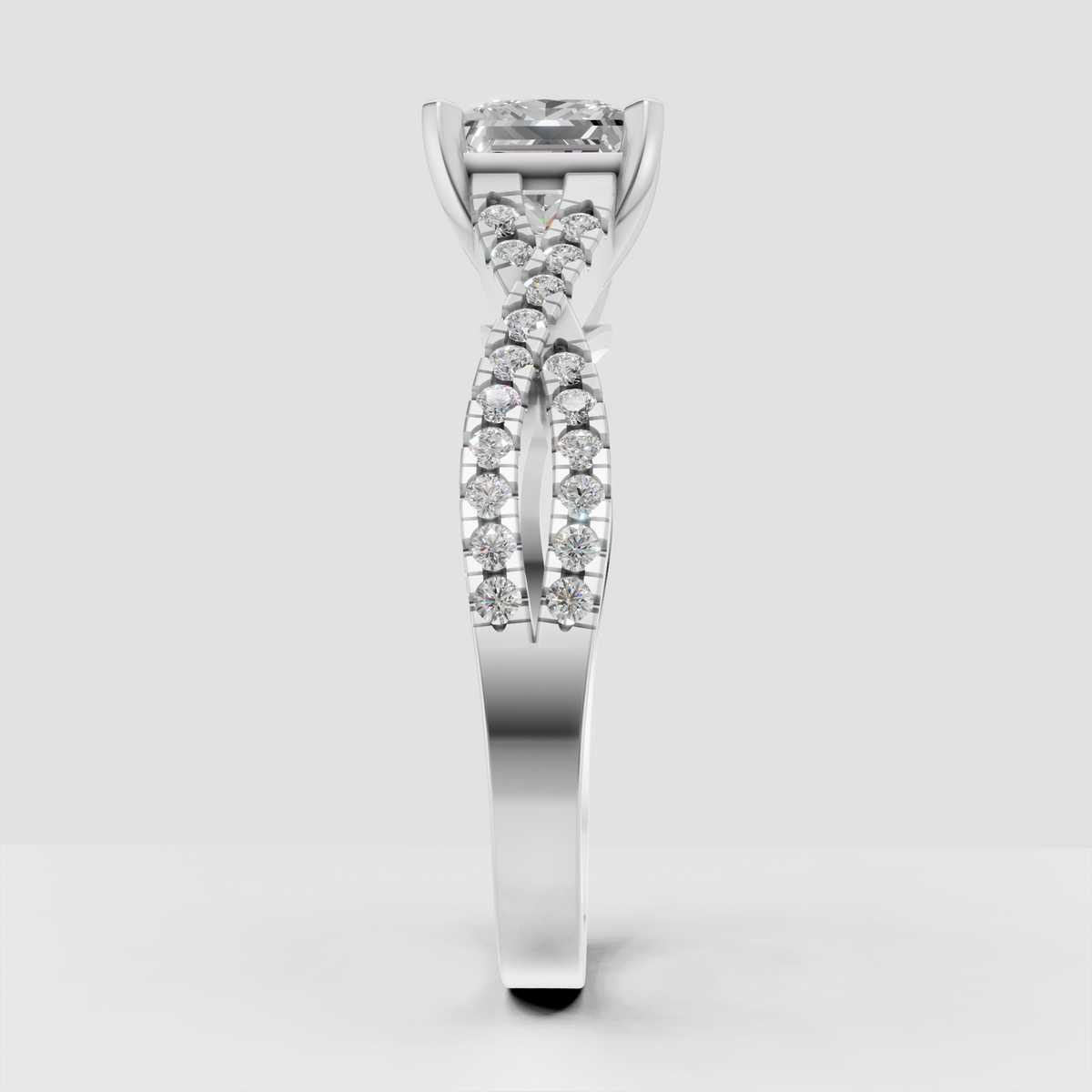 Trillion Cut Lab Grown & Moissanite Diamond Halo Engagement Ring - Image 11