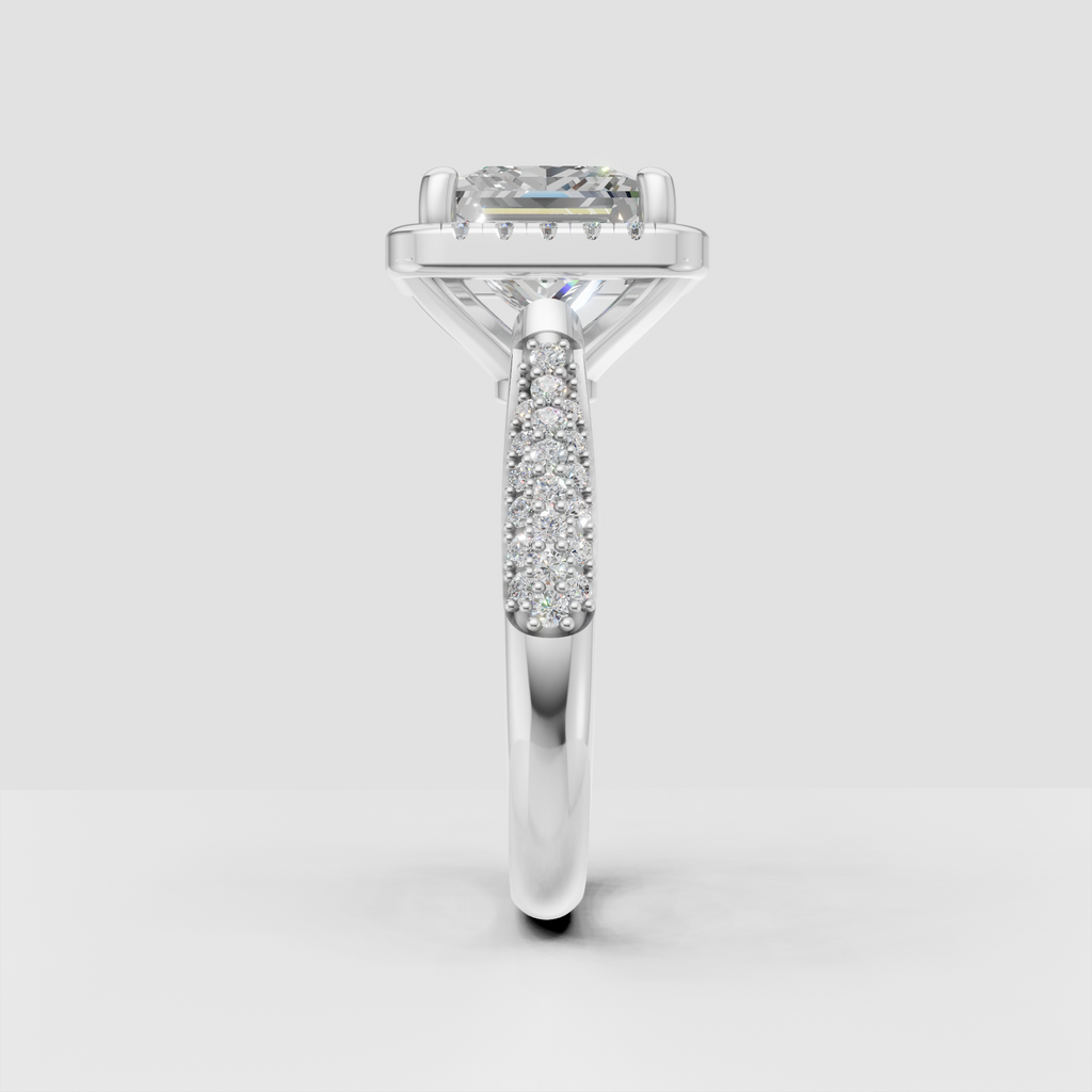 Luxury Princess Cut Diamond Halo Bridal Ring
