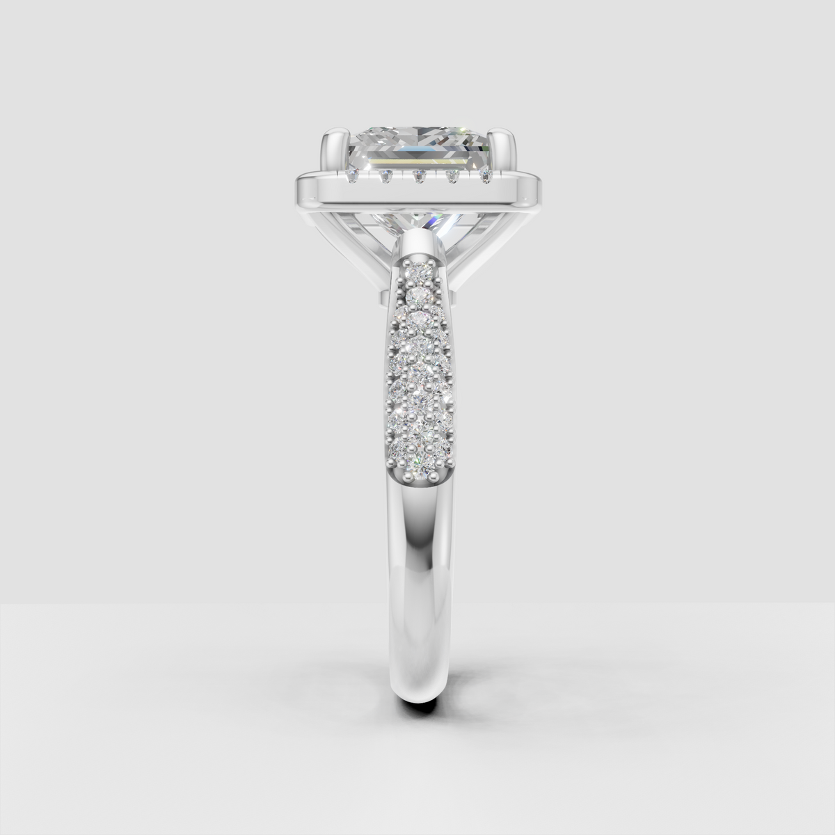 Luxury Princess Cut Diamond Halo Bridal Ring