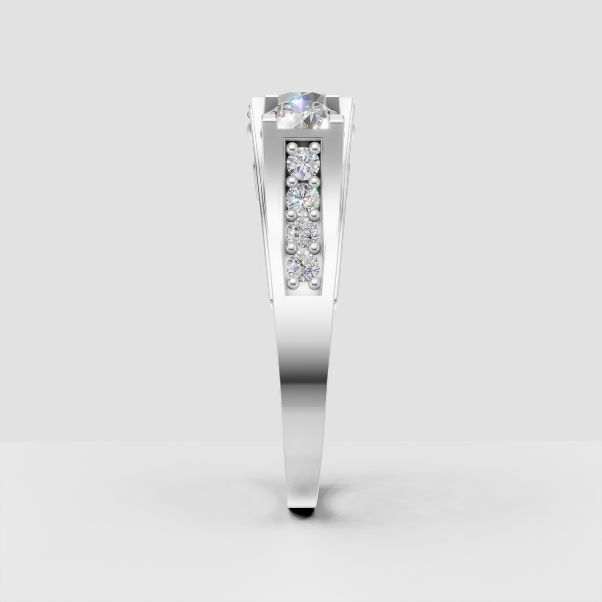 Classic round diamond bridal ring with three stone setting