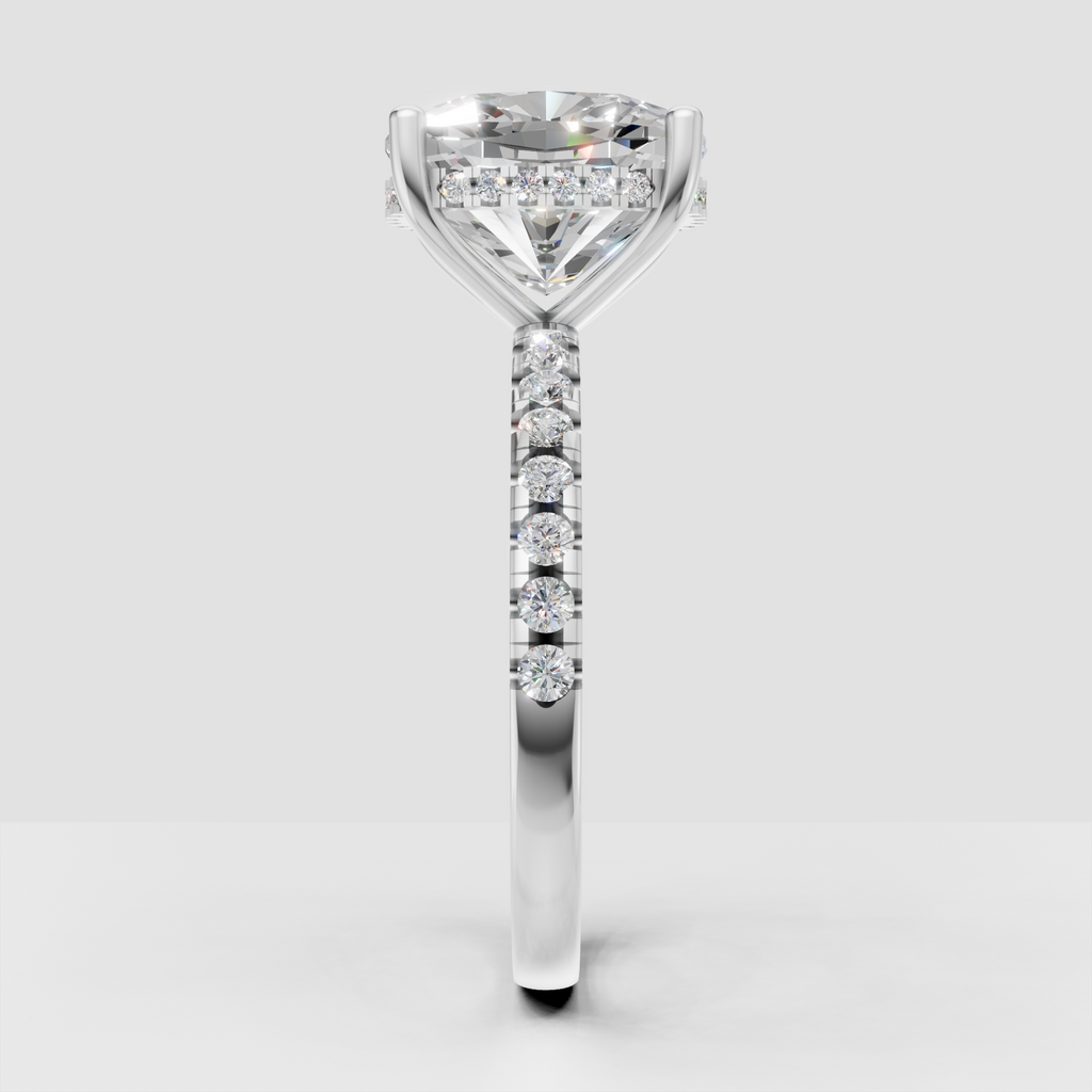 Pear Cut Lab Grown & Moissanite Diamond Halo Engagement Ring - Image 11