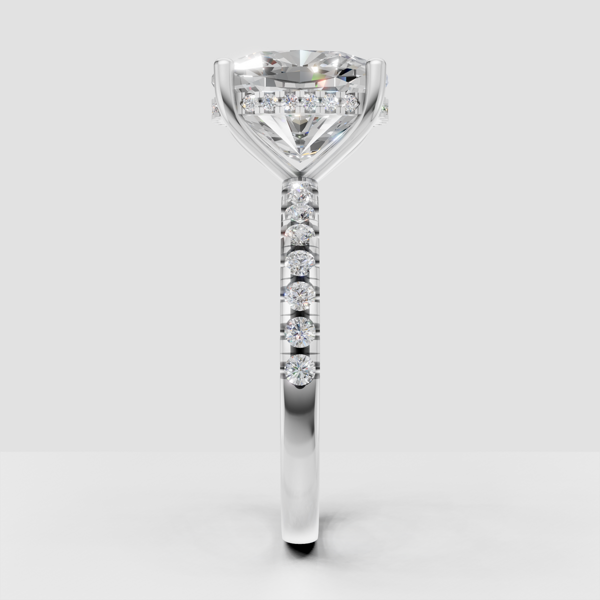 Pear Cut Lab Grown & Moissanite Diamond Halo Engagement Ring - Image 11