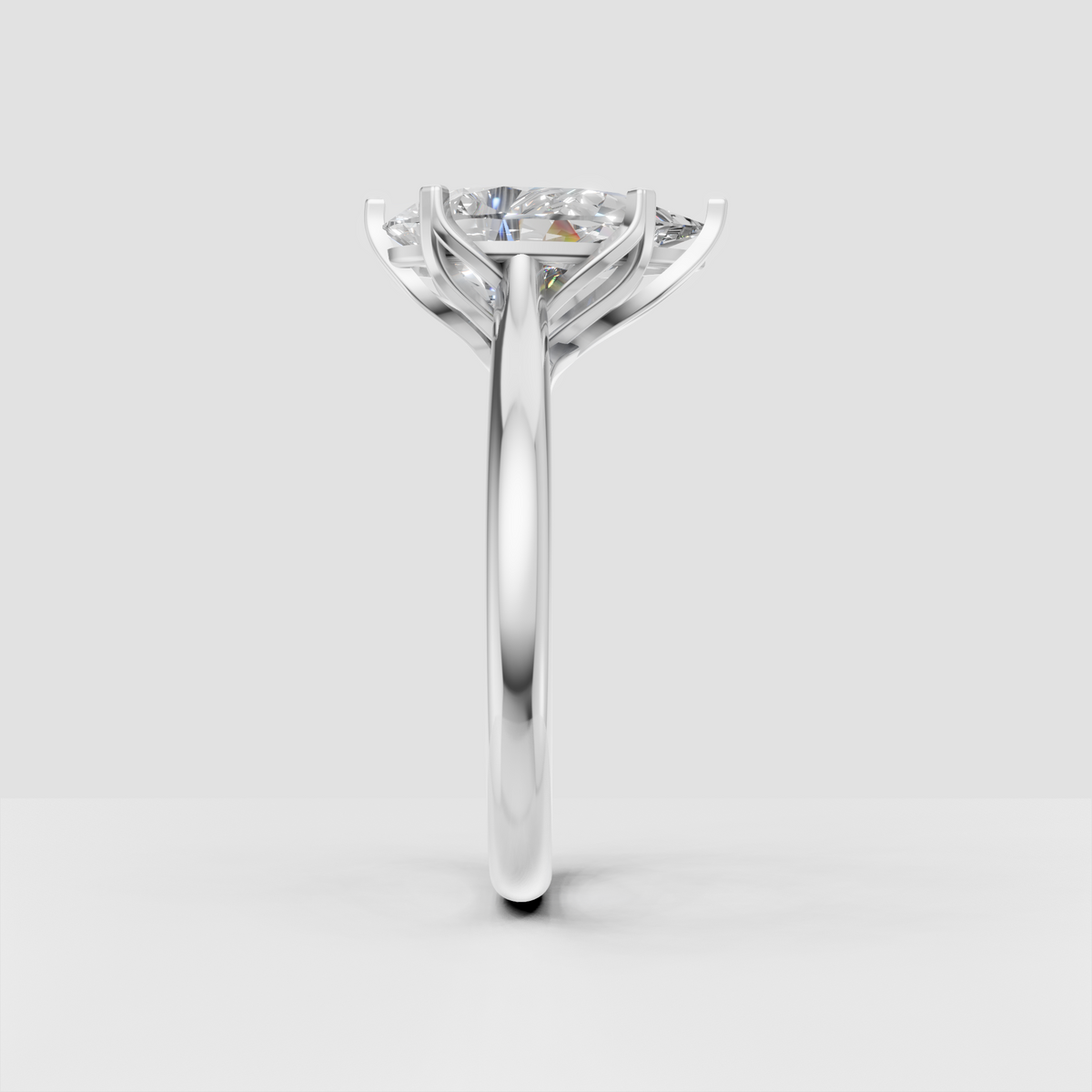 Front view of pear-shaped diamond solitaire engagement ring