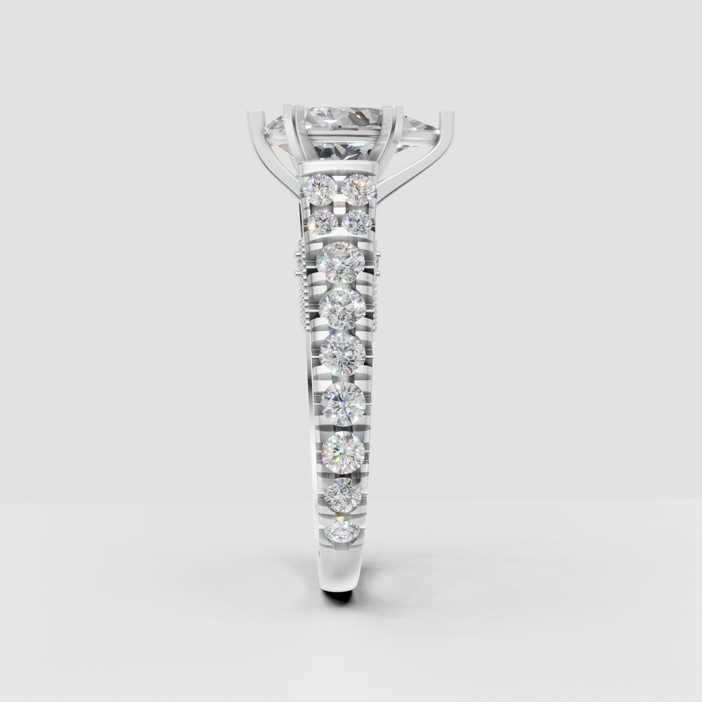 Pear cut diamond ring with refined prong setting