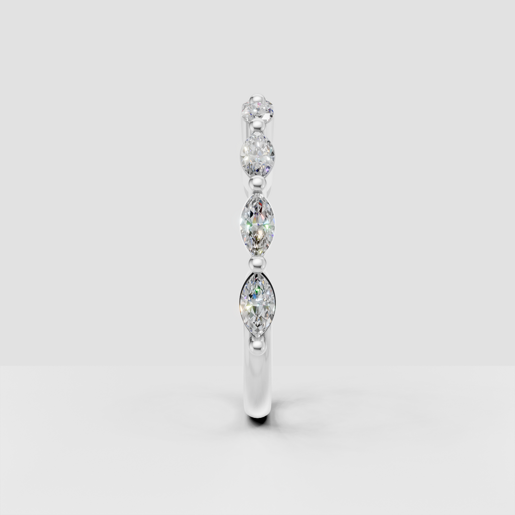 Elegant marquise diamond eternity band with round side stones