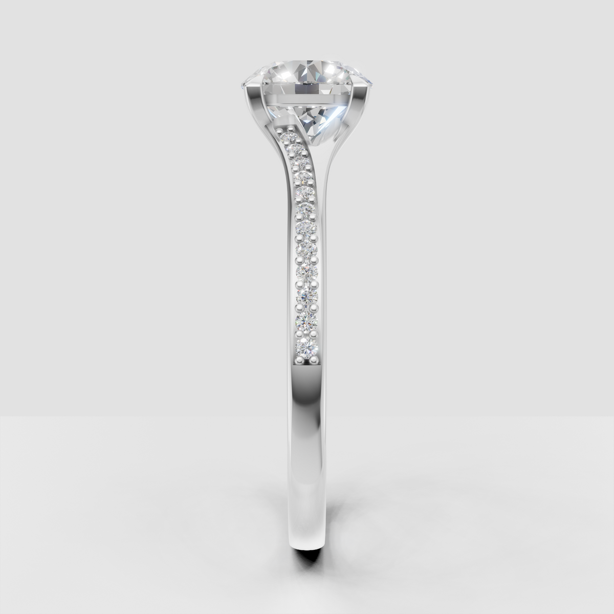Round diamond engagement ring with delicate beaded detailing
