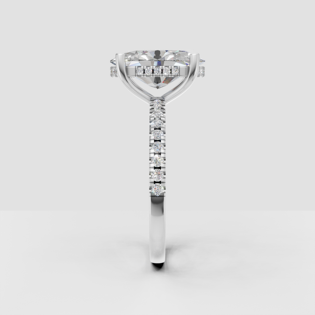 Pear Cut Lab Grown & Moissanite Diamond Halo Engagement Ring - Image 11