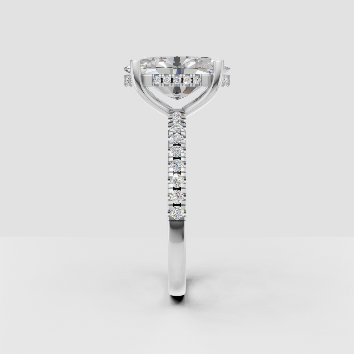 Pear Cut Lab Grown & Moissanite Diamond Halo Engagement Ring - Image 11