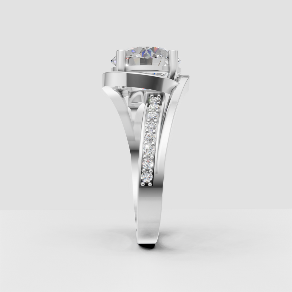 Classic round diamond engagement ring in a polished gold setting