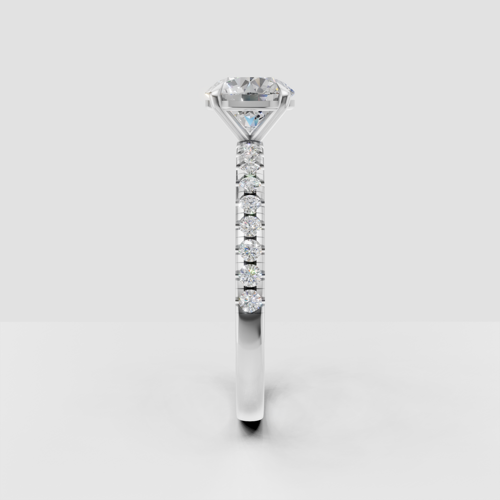 Luxury yellow gold round Diamond solitaire ring with a sparkling pavé band