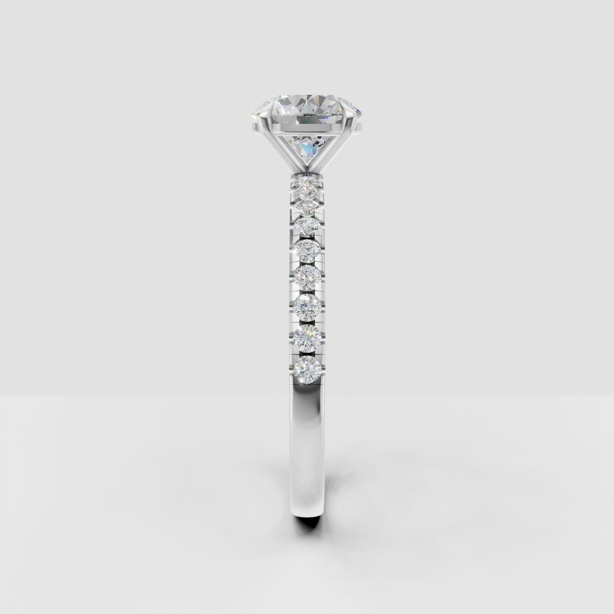 Luxury yellow gold round Diamond solitaire ring with a sparkling pavé band