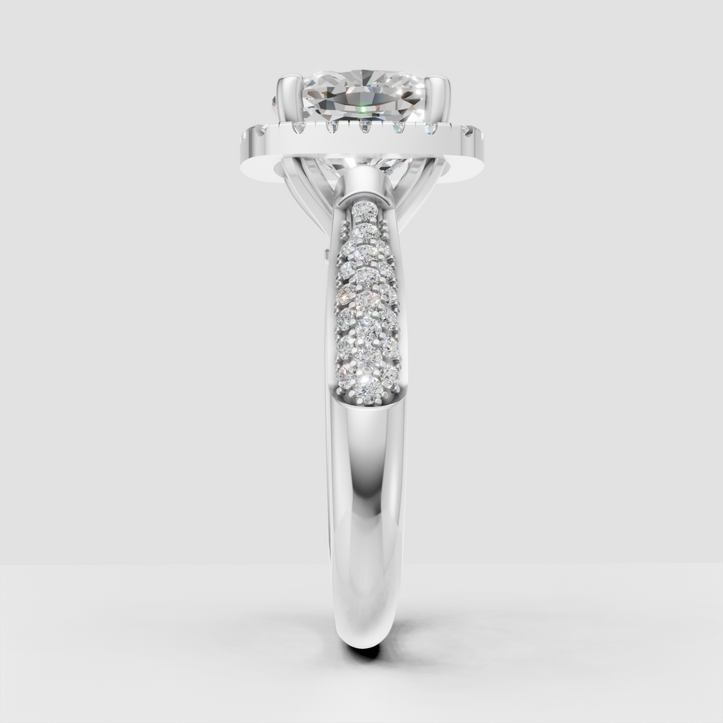 Polished yellow gold engagement ring with cushion center diamond