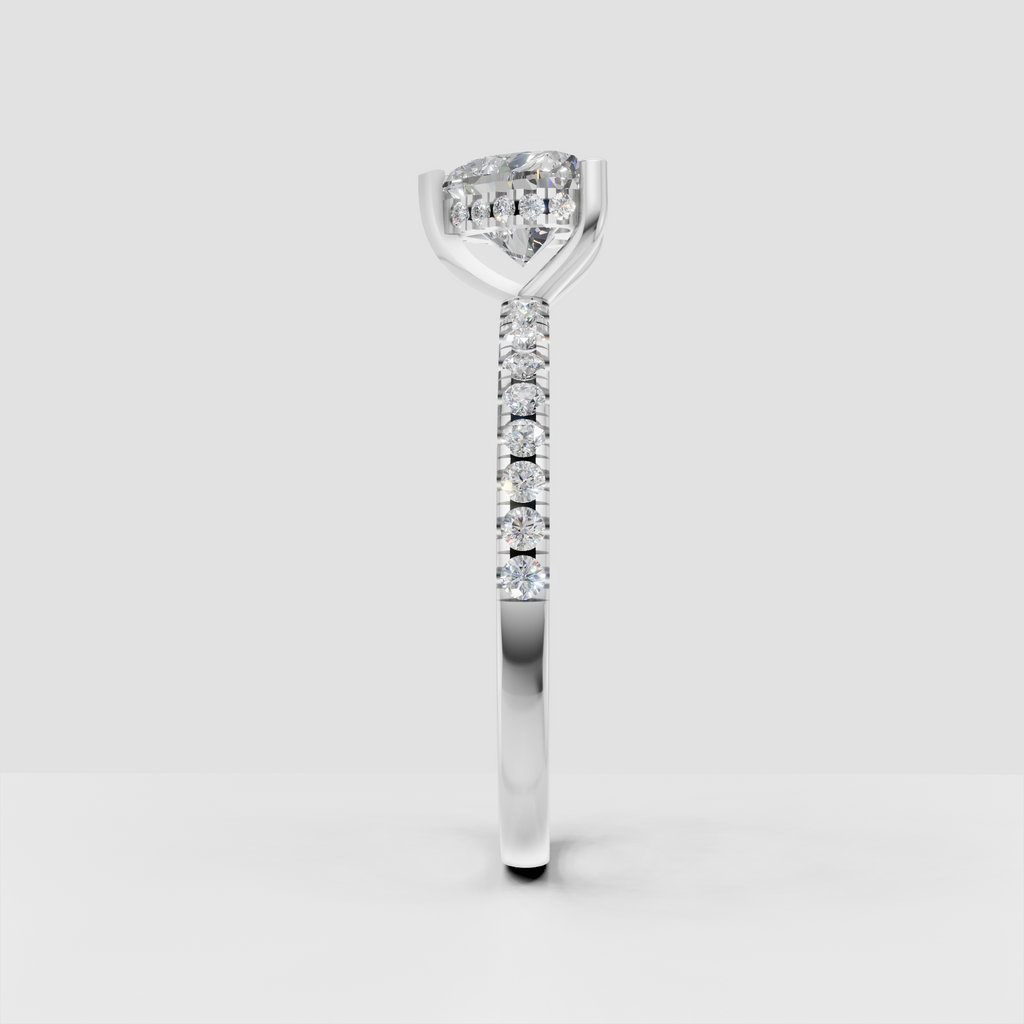 Heart diamond engagement ring with sparkling shoulder stones