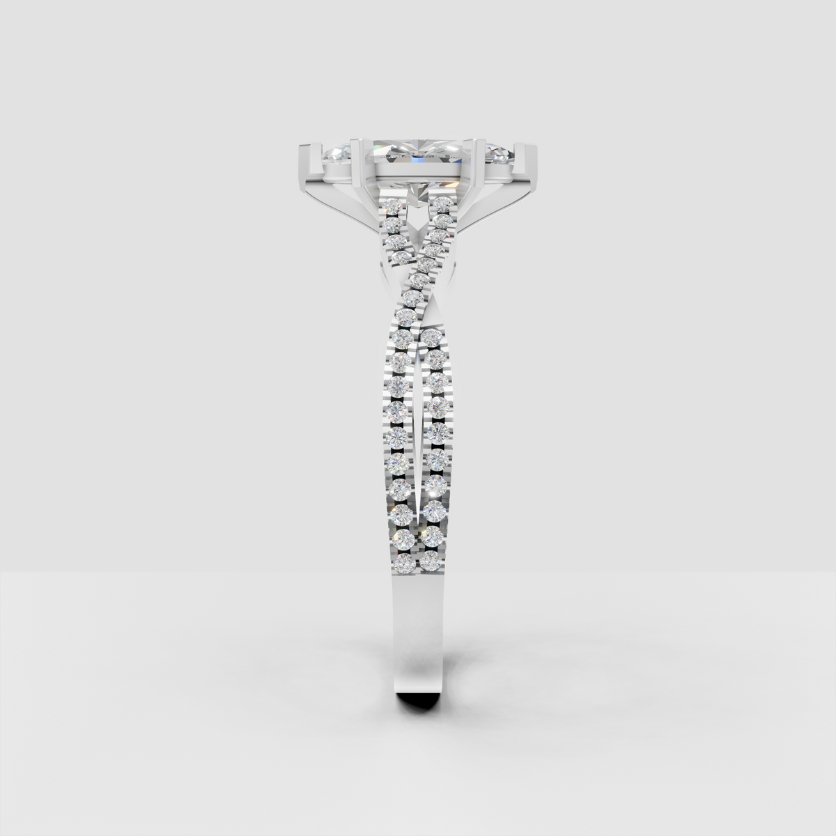 Elegant marquise center engagement ring with round side stones