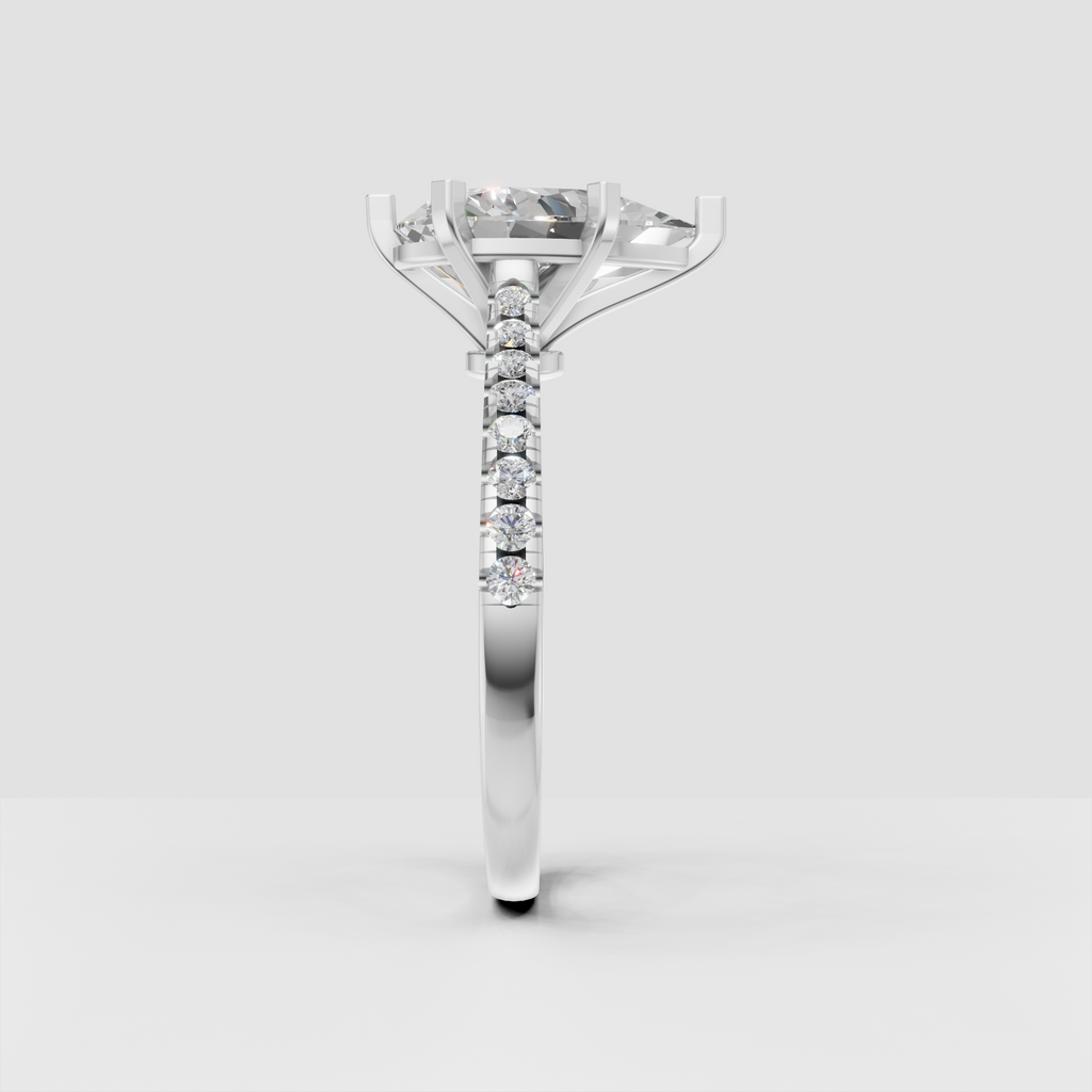 Luxury pear-shaped diamond ring with tapered pavé shoulders