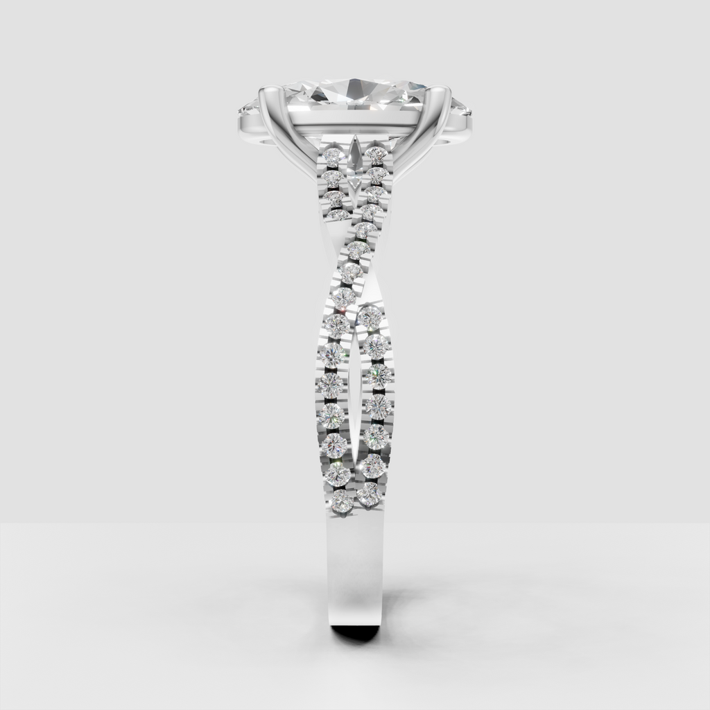 Oval Diamond engagement ring with sparkling side stones on shoulders
