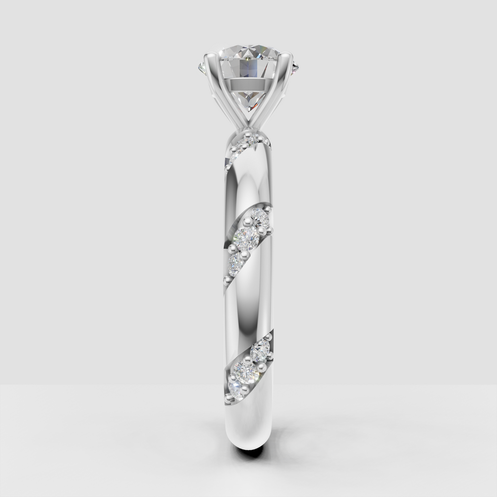 Luxury round diamond ring with cathedral-style setting