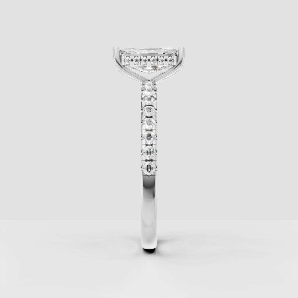 Radiant center diamond with concealed halo setting
