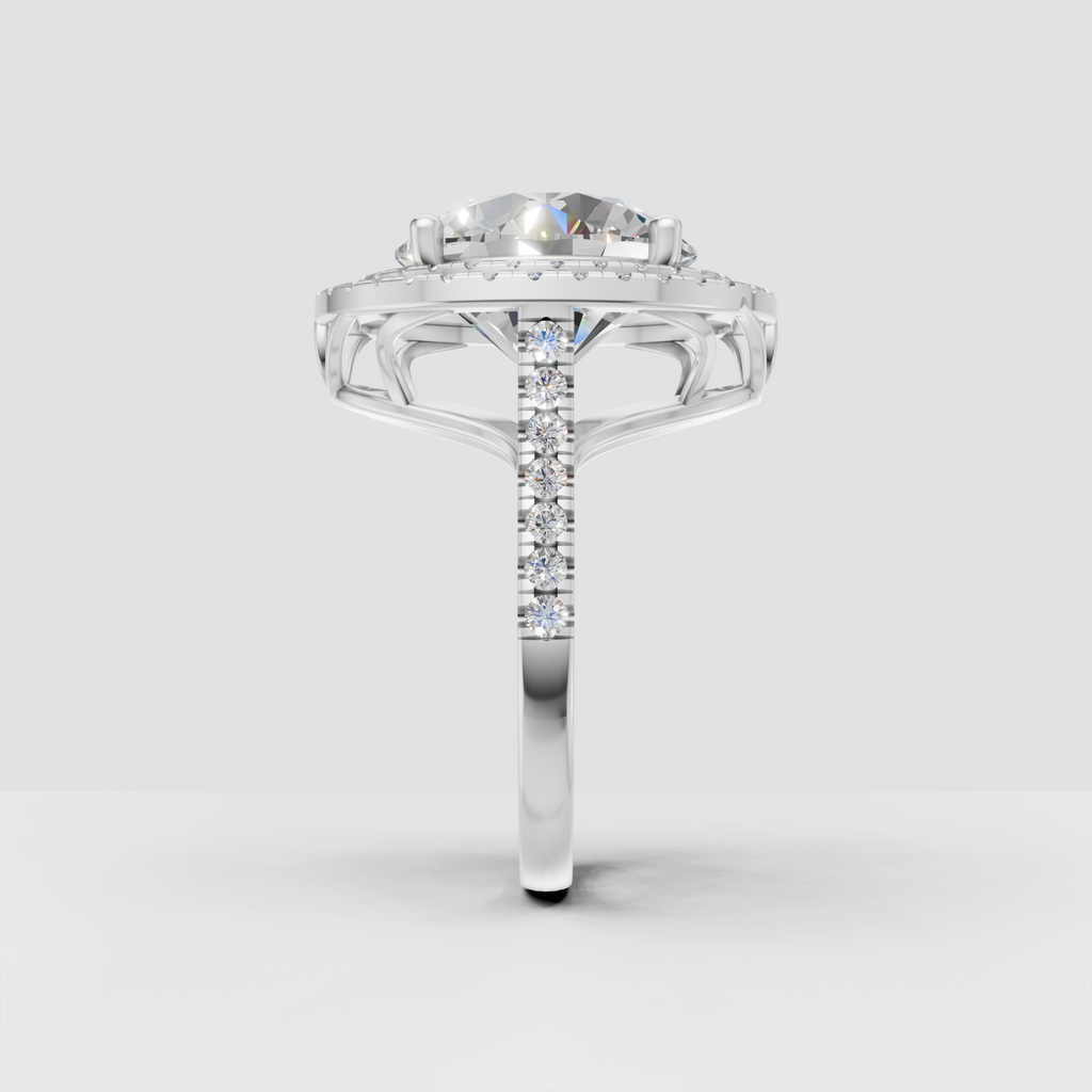 Pave round diamond double halo bridal ring