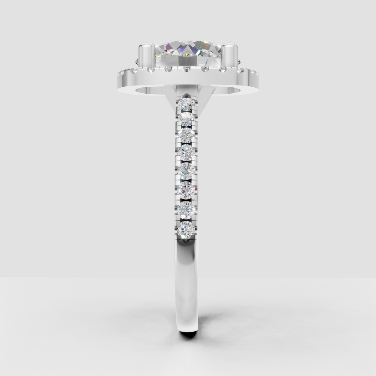 Classic cushion diamond ring with pavé-set shoulders
