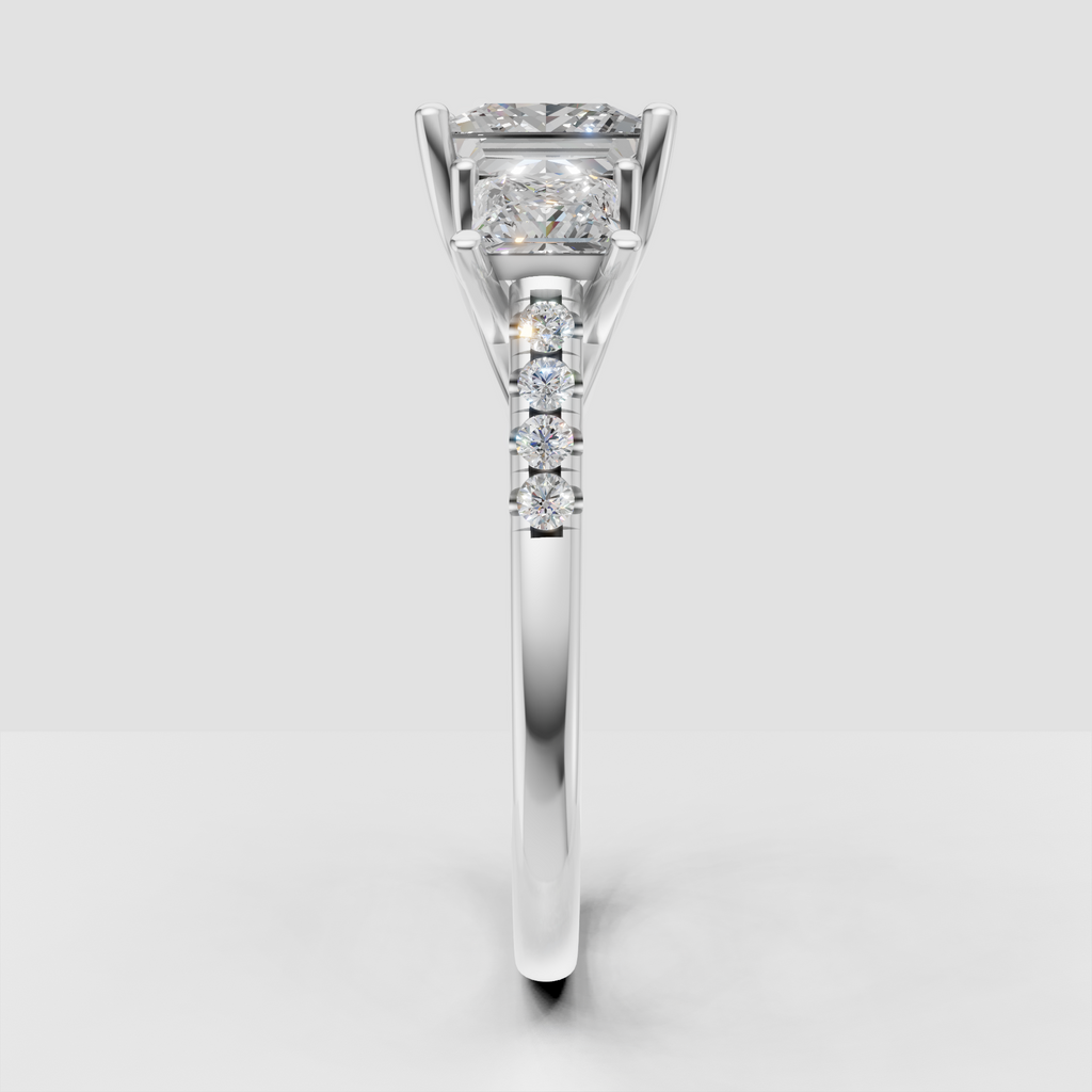 Elegant princess diamond engagement ring with sparkling pave shoulder accents