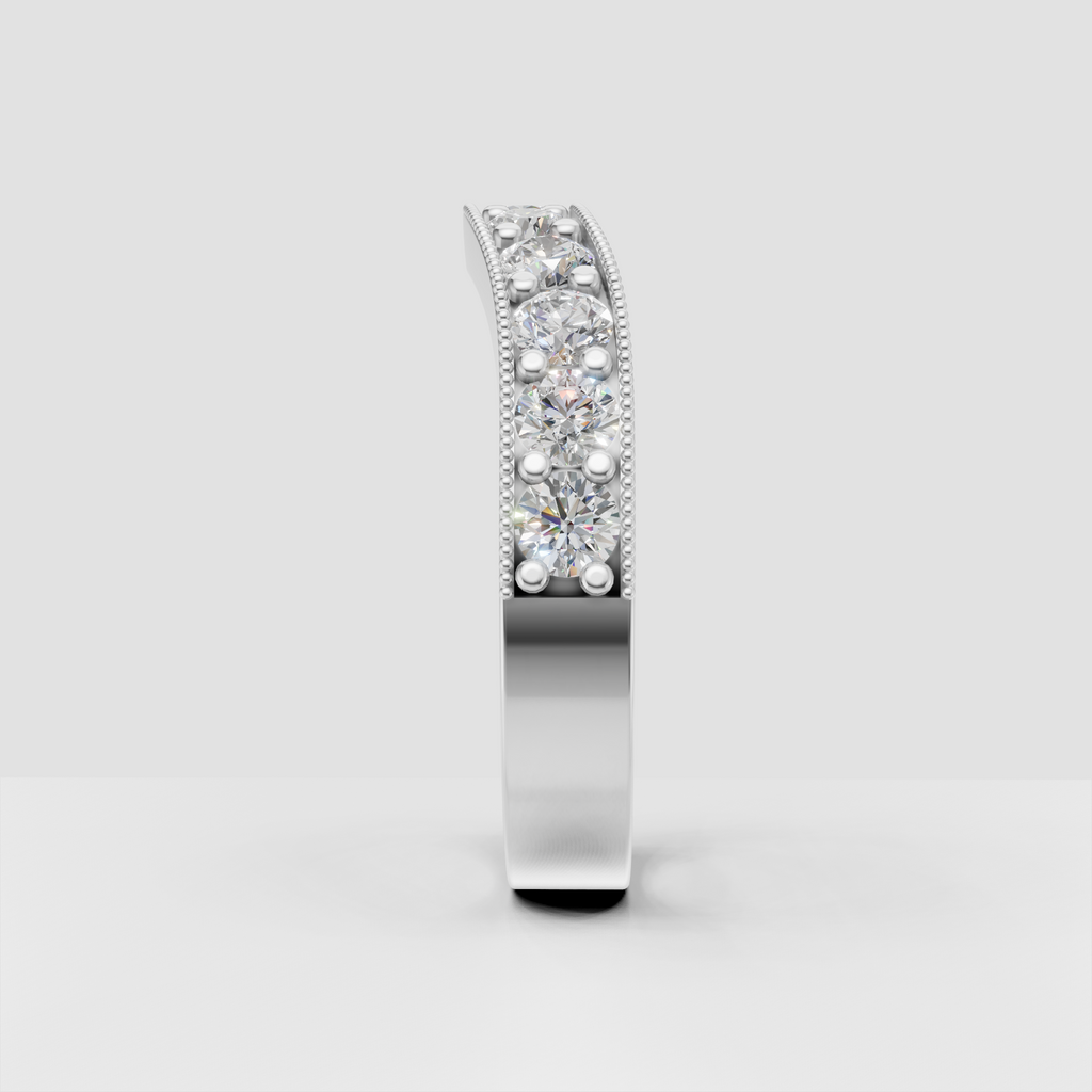 Round Cut Diamond Milgrain Eternity Band Ring