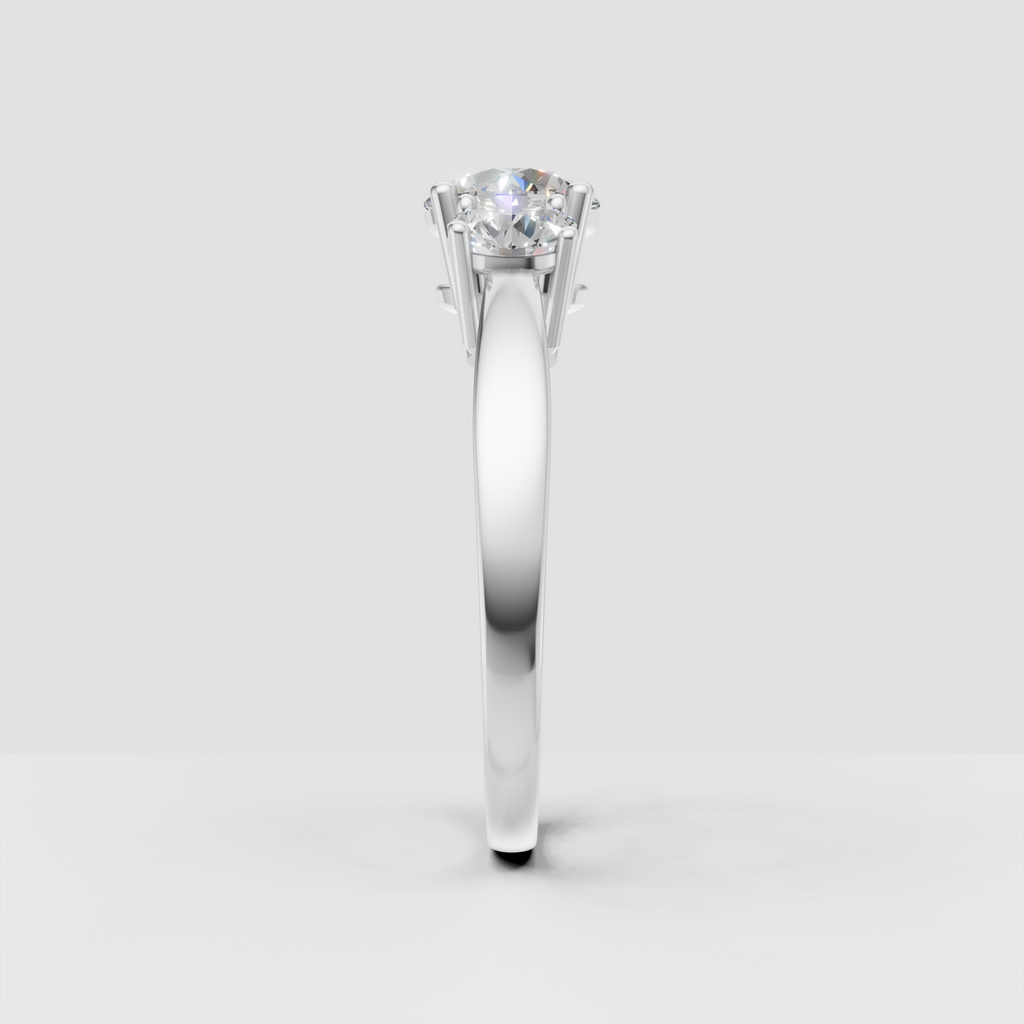 Three-stone Diamond engagement ring with round center and side stones