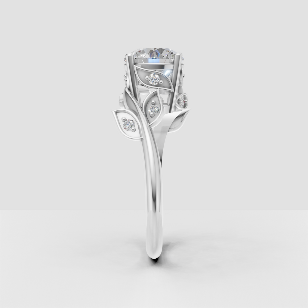 Unique nature inspired yellow gold diamond ring