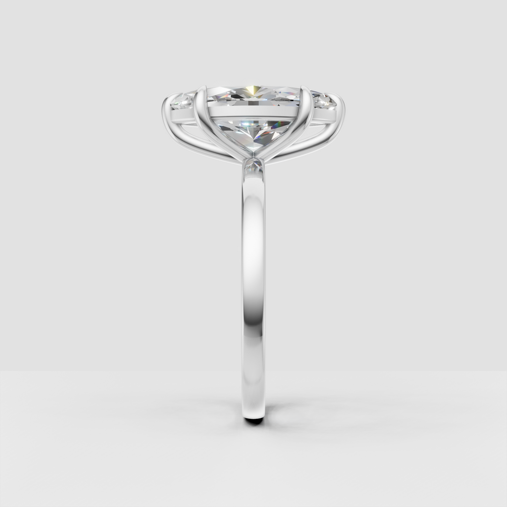Minimalist marquise cut diamond engagement ring in yellow gold