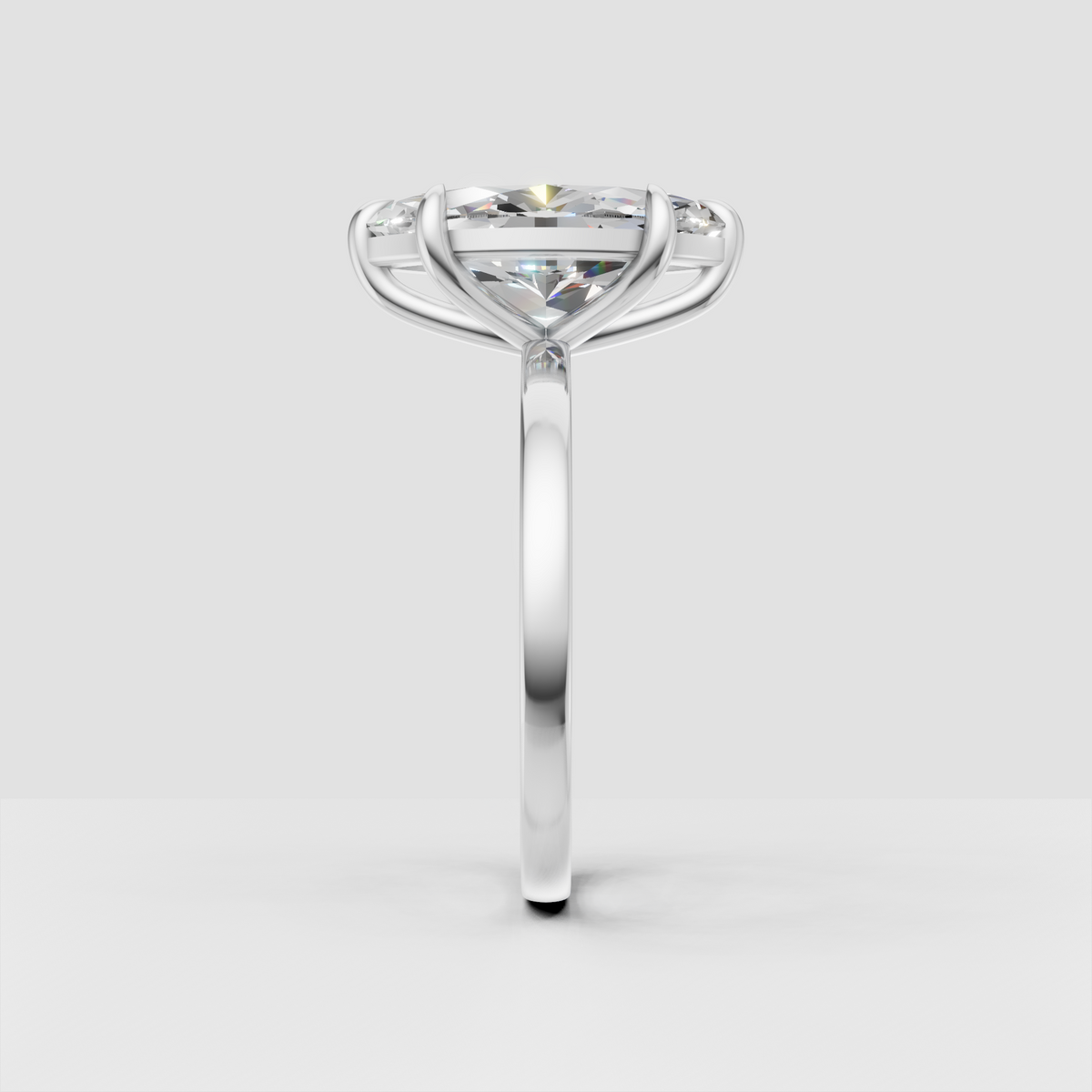 Minimalist marquise cut diamond engagement ring in yellow gold