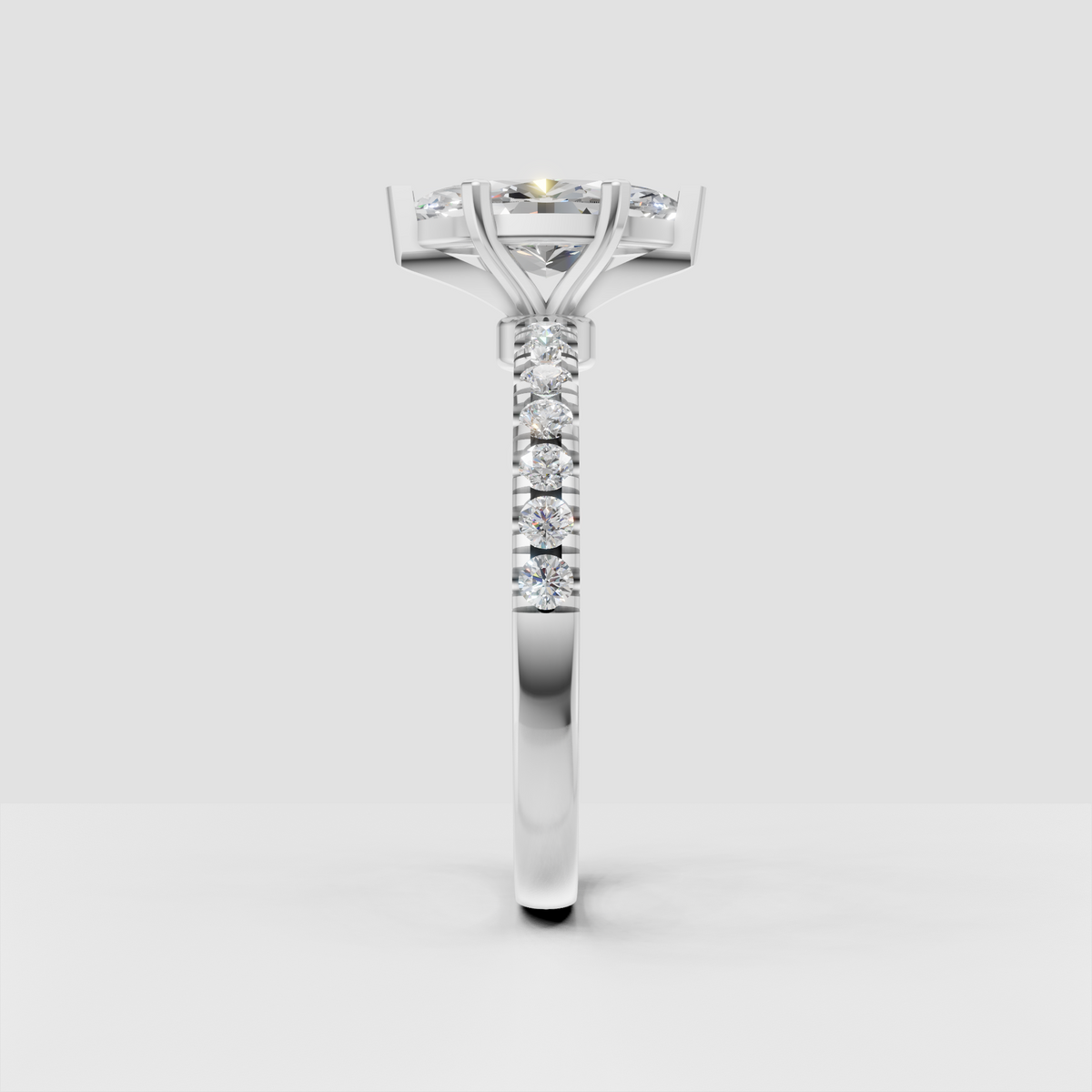 Marquise Diamond Cathedral Shared-Prong Engagement Ring