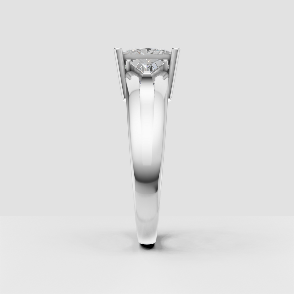 Four prong princess cut diamond ring in polished yellow gold
