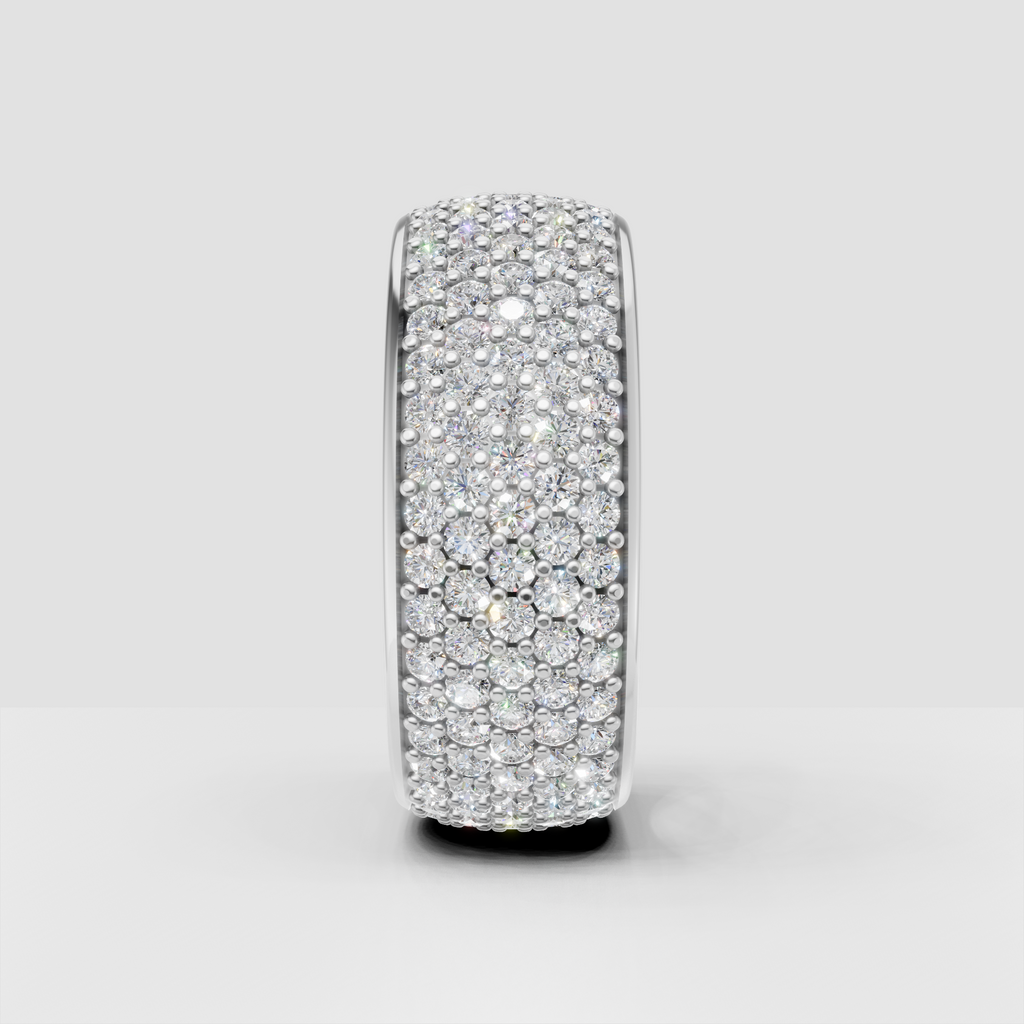 Full eternity style diamond band with multiple rows of round stones