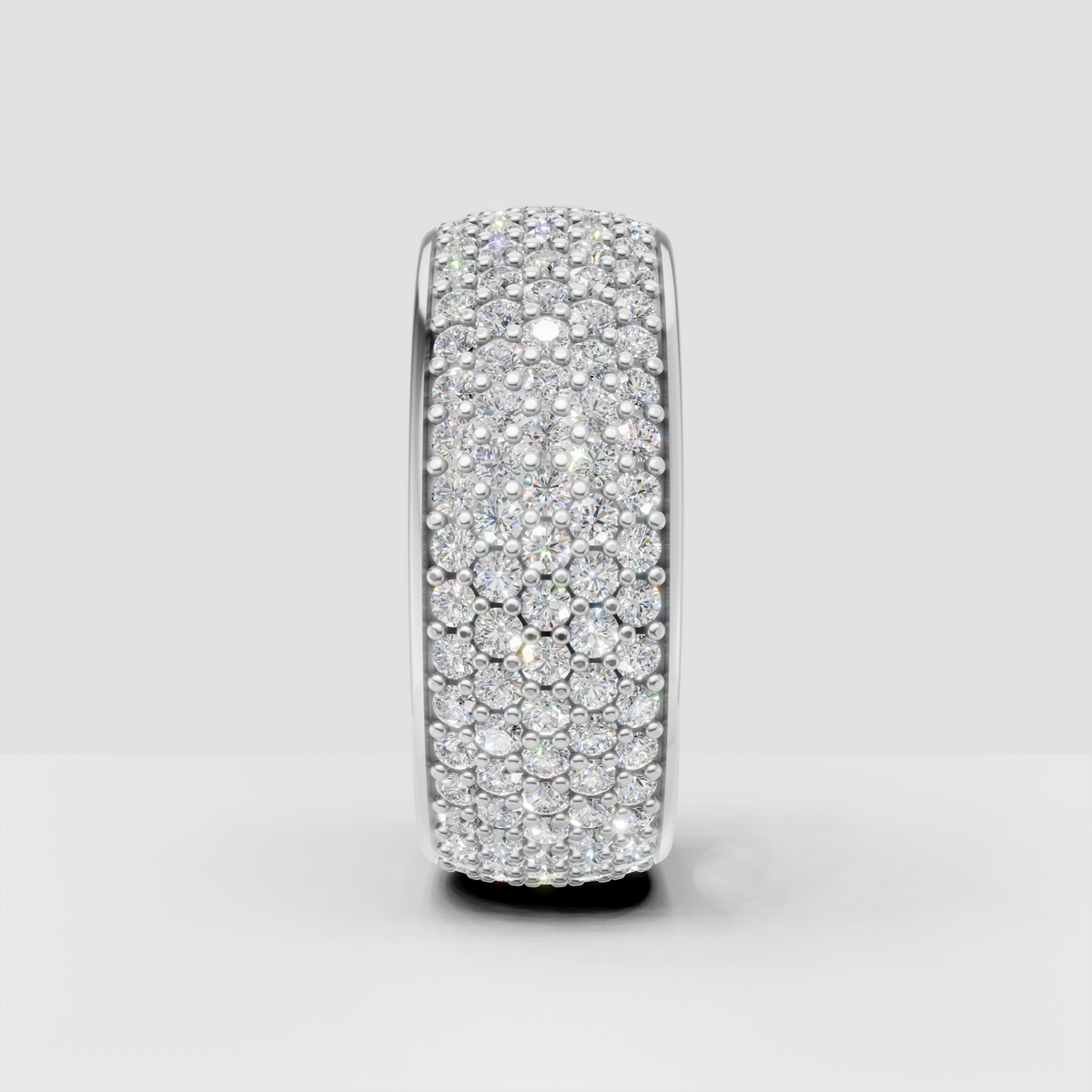Full eternity style diamond band with multiple rows of round stones
