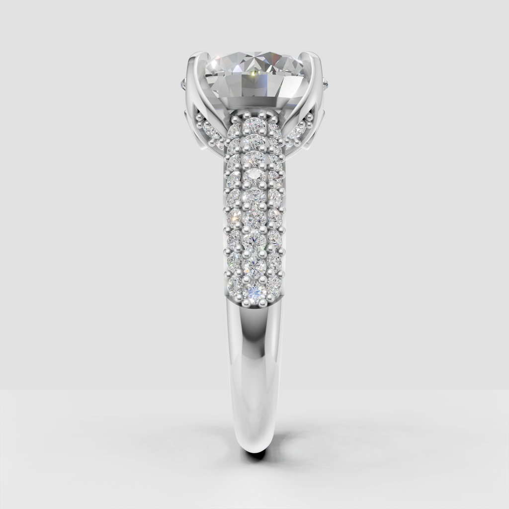 Elegant round cut diamond ring with vintage-inspired under-gallery