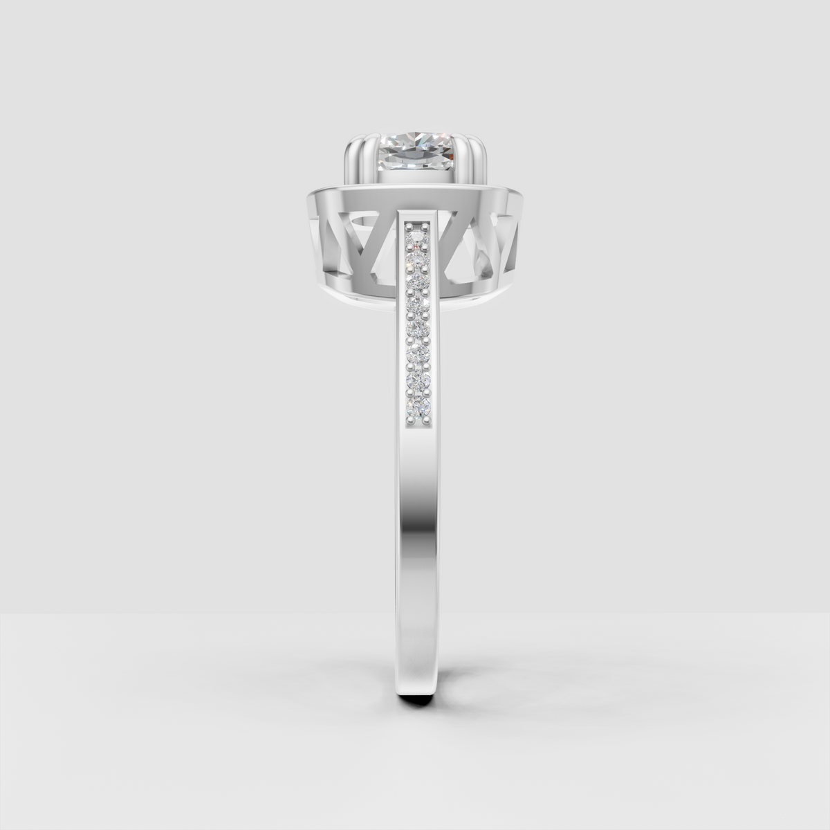 Cushion cut bridal engagement ring with halo