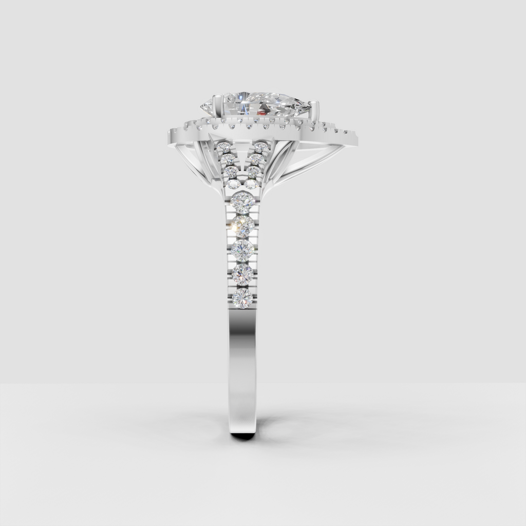 Elegant pear diamond engagement ring with pave detailing