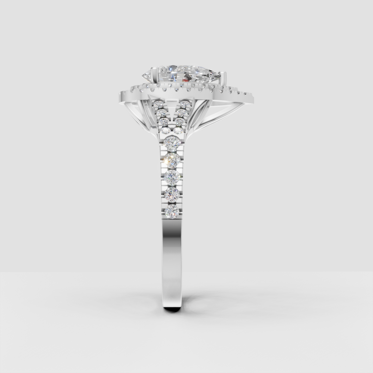 Elegant pear diamond engagement ring with pave detailing