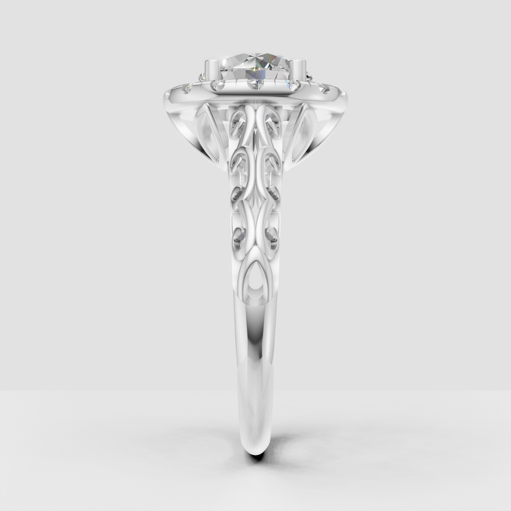 Round brilliant canter diamond surrounded by a full sparkling halo