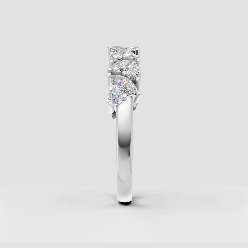 Elegant alternating diamond wedding band with marquise stones