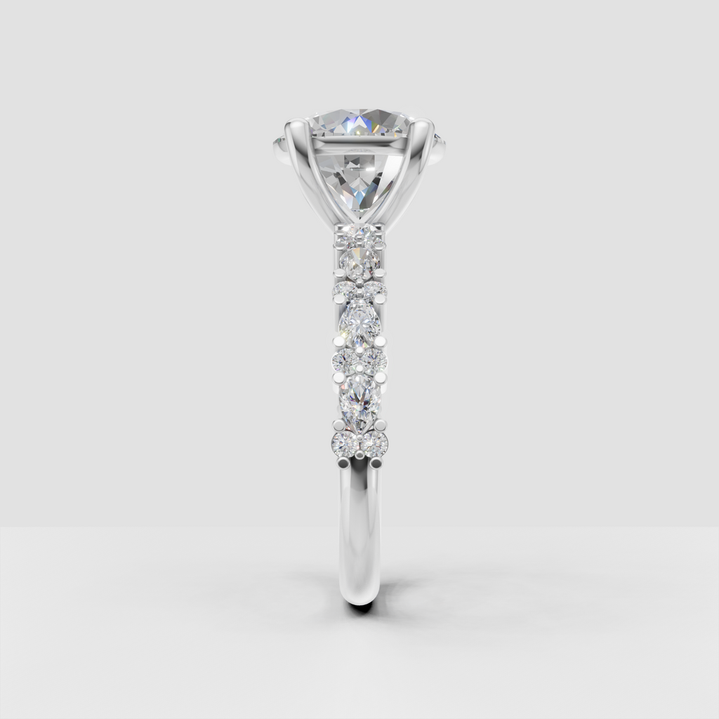 Emerald Cut Lab Grown & Moissanite Diamond Halo Engagement Ring - Image 11