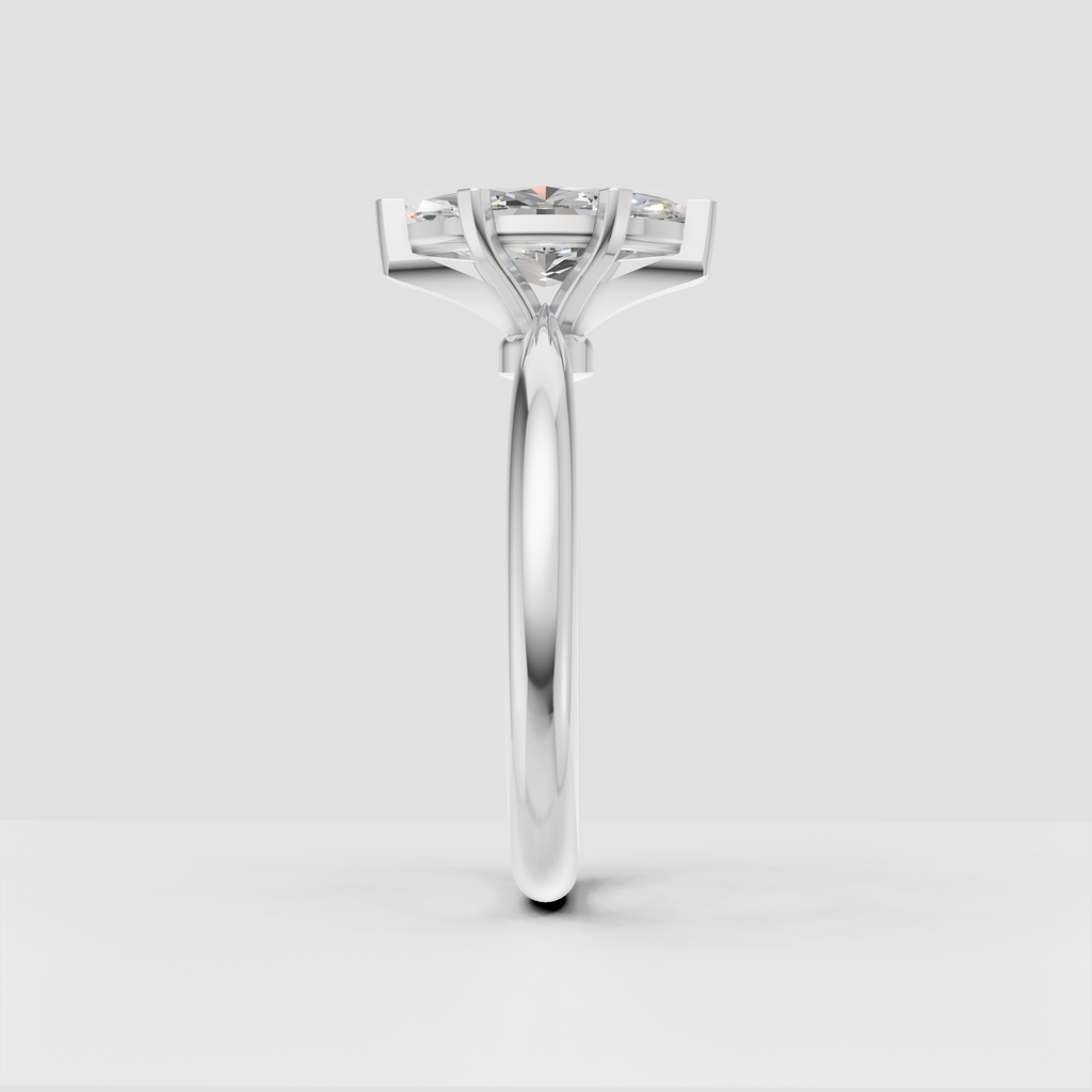 Six-prong marquise diamond engagement ring with plain band