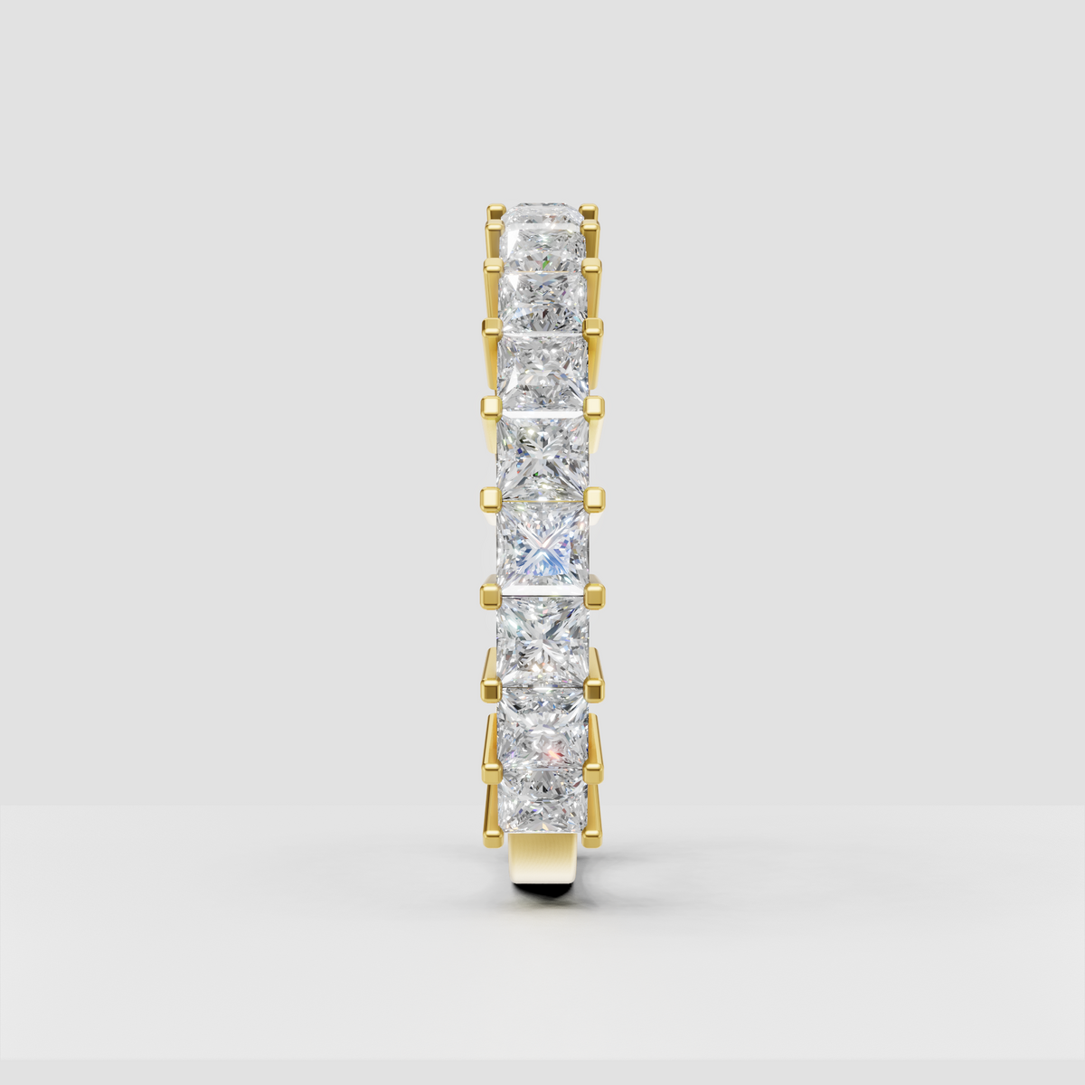 Yellow gold cushion diamond eternity wedding band