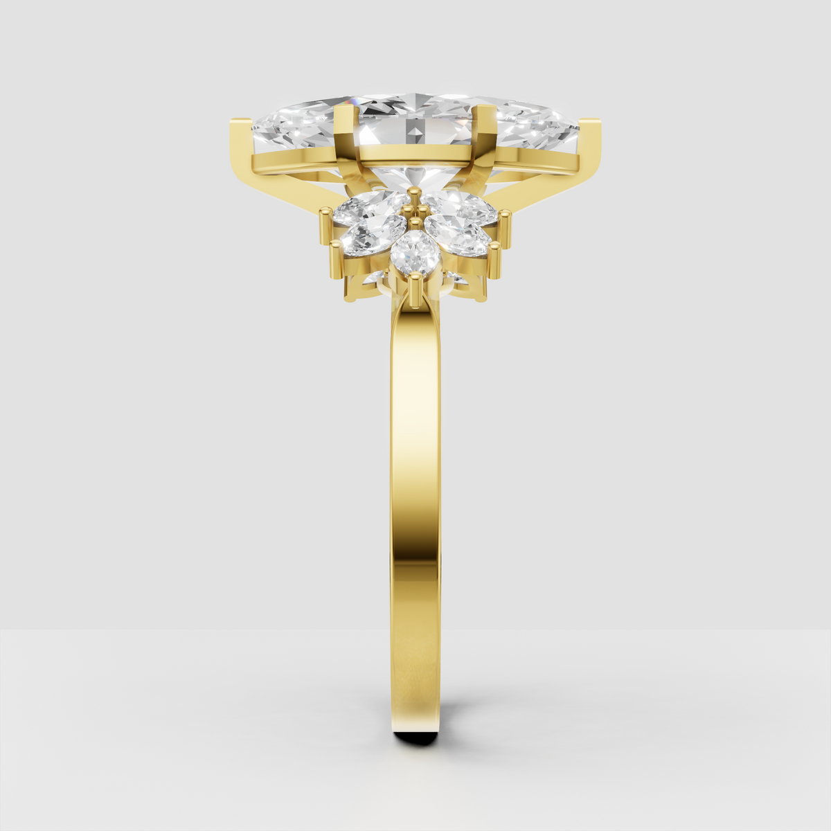 Floral marquise diamond ring