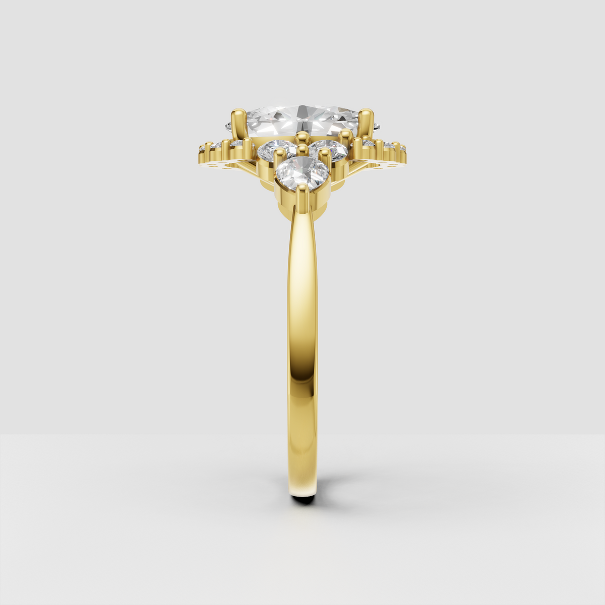 Luxury oval diamond engagement ring with surrounding halo setting