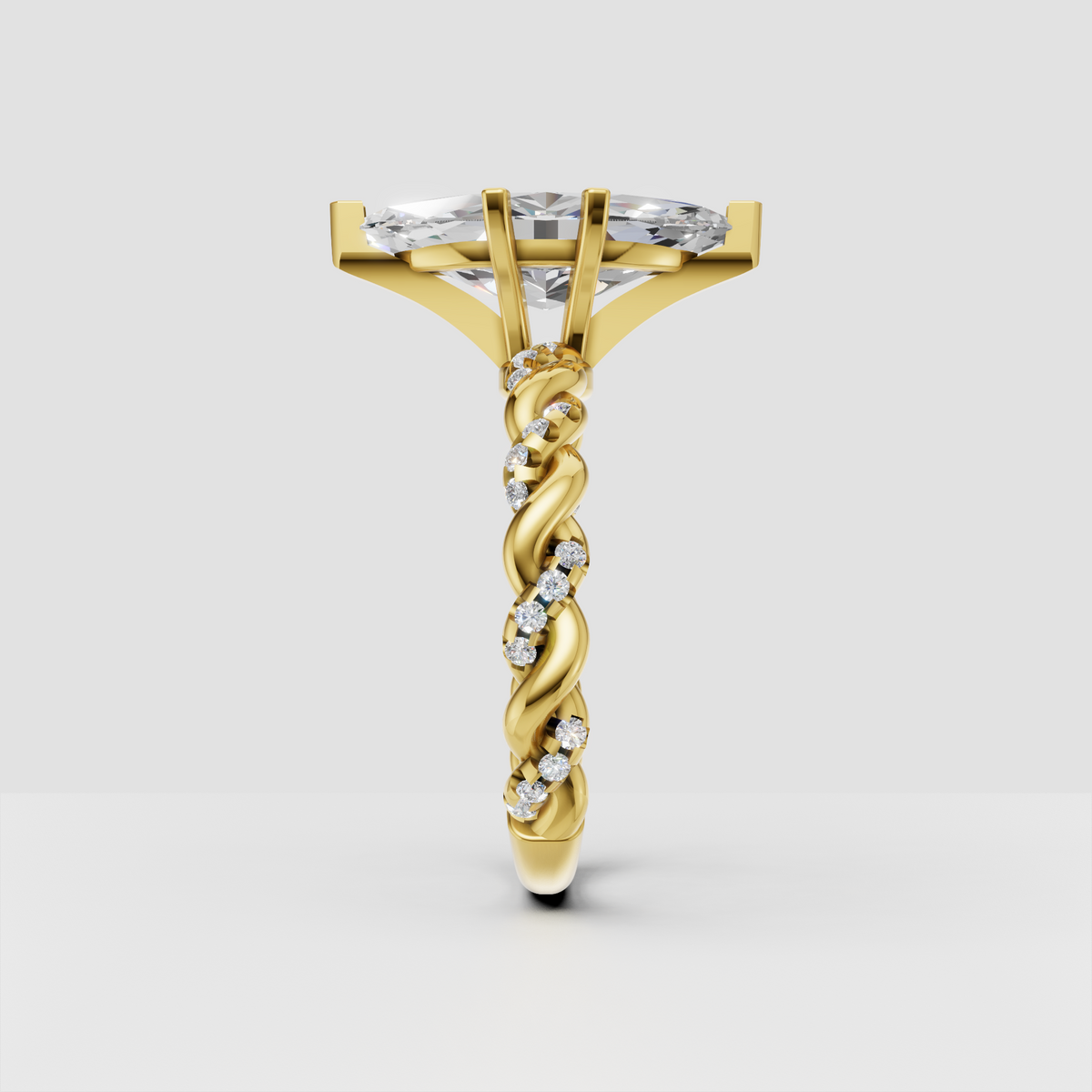Marquise cut engagement ring featuring a multi-prong center setting