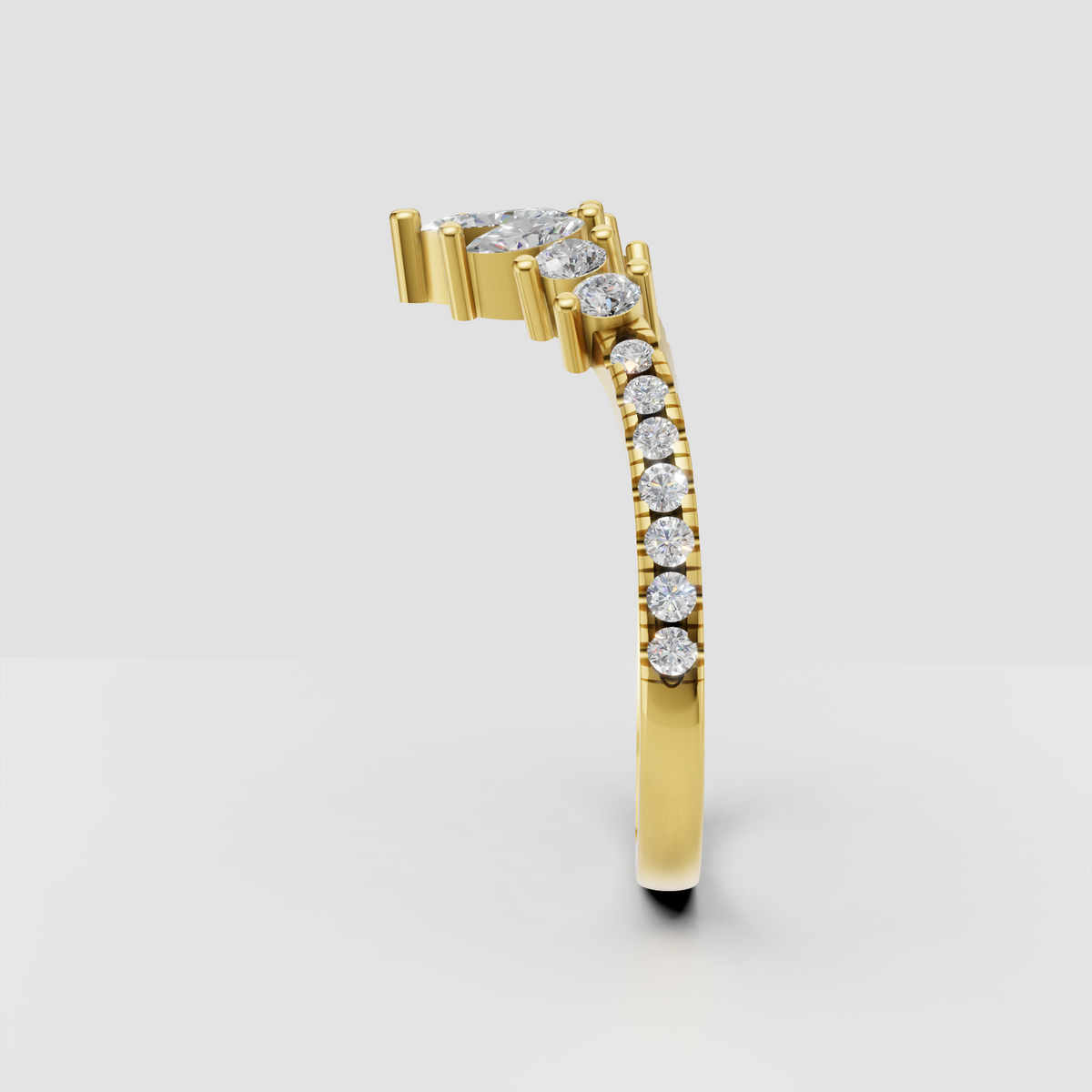 Marquise and round diamond bridal band