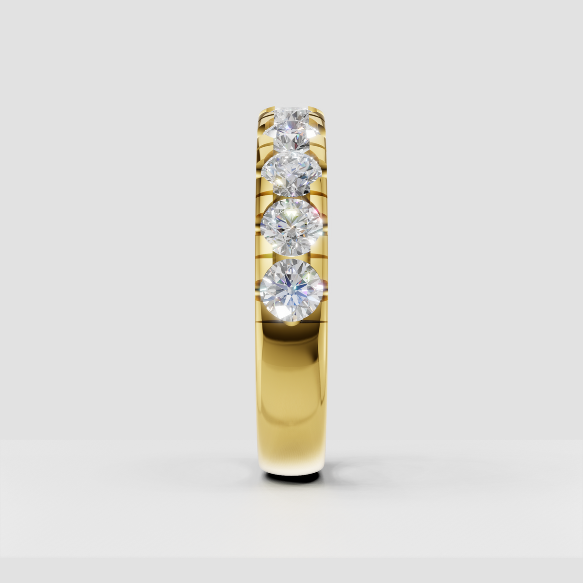 Classic round diamond eternity ring with polished rounded band