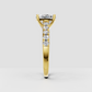 Cushion diamond solitaire ring with cathedral setting